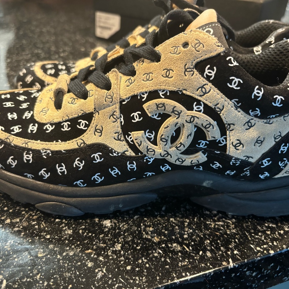 Chanel Black and Tan Sneakers with Luxurious Design